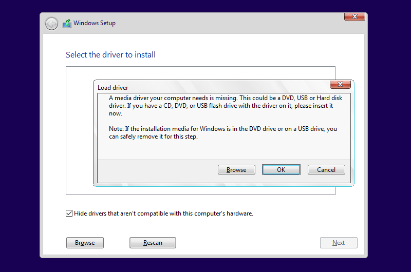 Select the driver to install